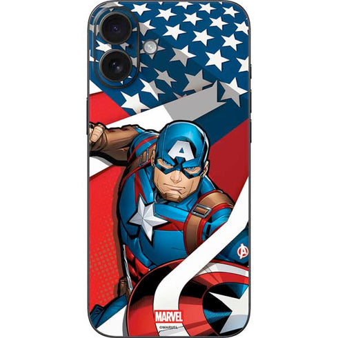 Marvel Captain America Action Pose iPhone 16 Plus Skin
